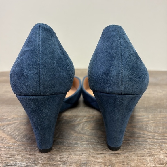 Franco Sarto FELICE D’Orsay Blue Suede Heeled Wedge 8.5 - Picture 3 of 11